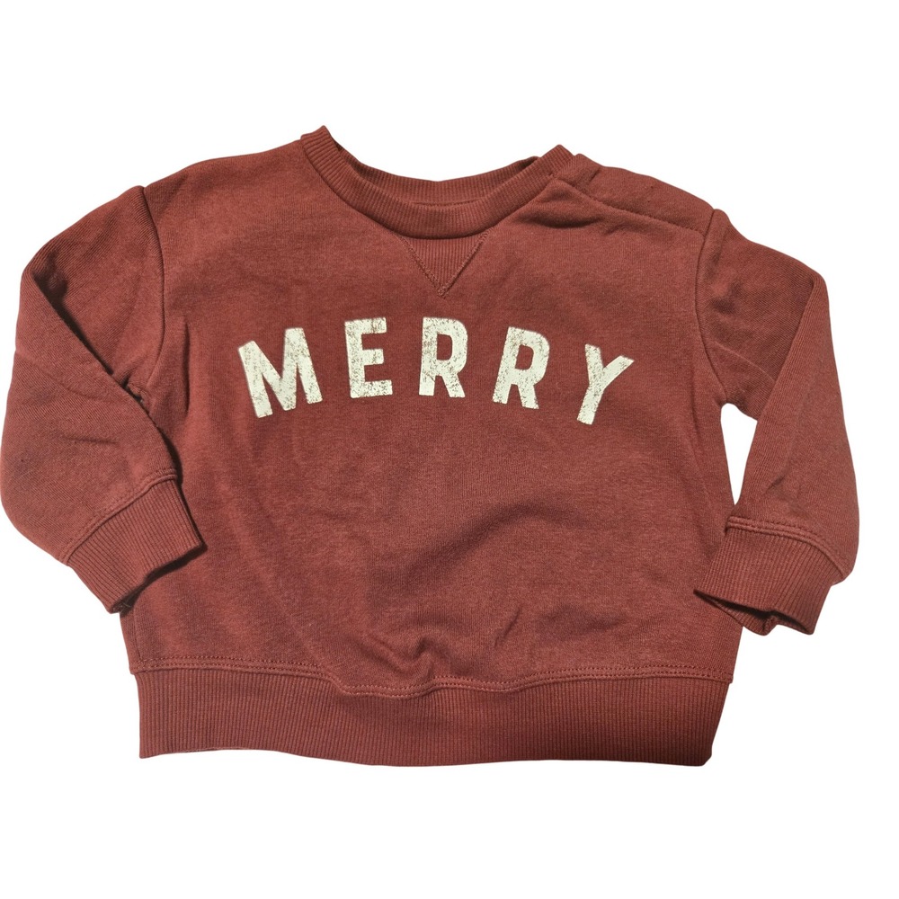 Little Co by Lauren Conrad Merry Sweatshirt‎ Size 12M Red Holiday Baby Toddler